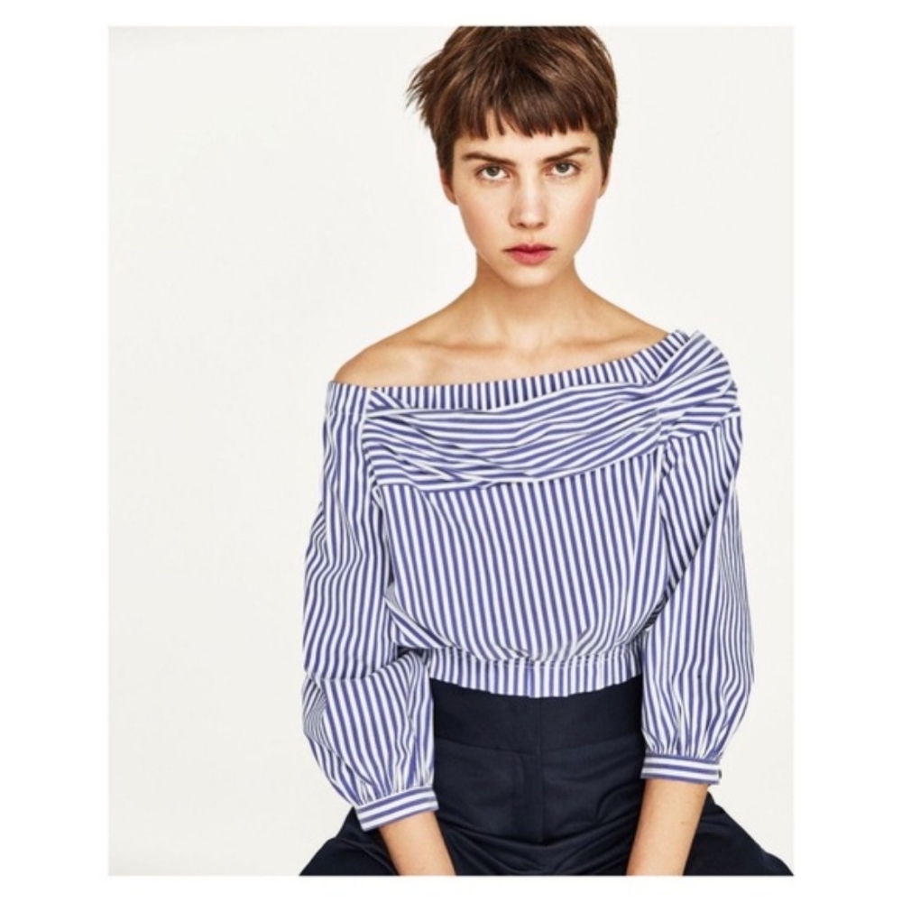 NWOT Zara Pin Striped Crop Top